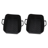 2 Pcs Silicone Air Cooker Pot with Handle Rectangular Fryer Liner Tray Replacement for Kitchen Cooking Accessories Black - 45-Degree Angle