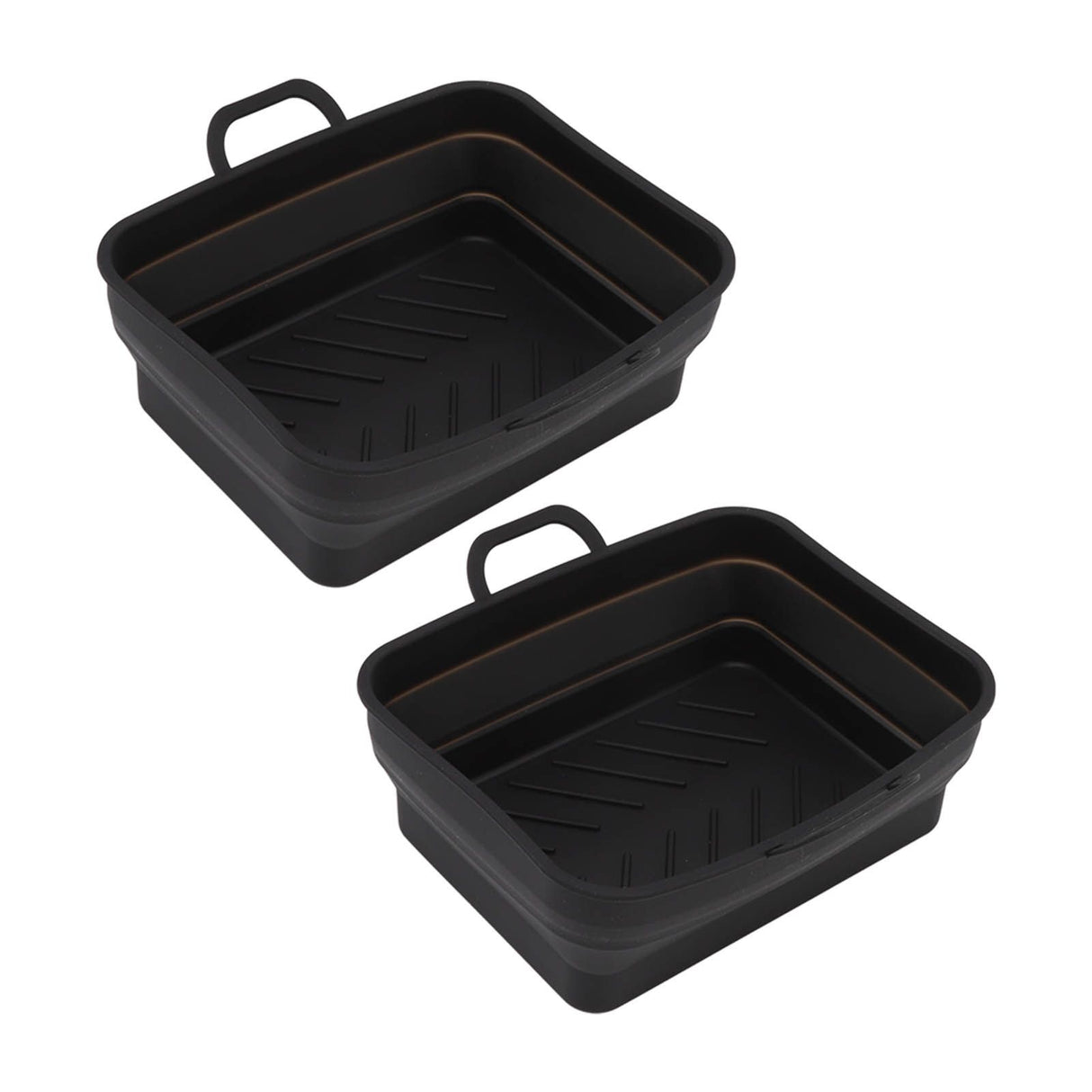 2 Pcs Silicone Air Cooker Pot with Handle Rectangular Fryer Liner Tray Replacement for Kitchen Cooking Accessories Black
