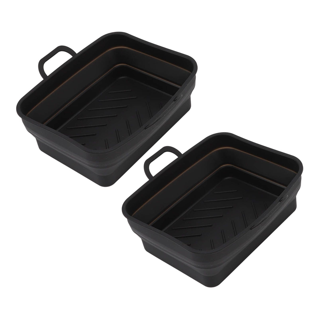 2 Pcs Silicone Air Cooker Pot with Handle Rectangular Fryer Liner Tray Replacement for Kitchen Cooking Accessories Black