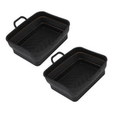 2 Pcs Silicone Air Cooker Pot with Handle Rectangular Fryer Liner Tray Replacement for Kitchen Cooking Accessories Black - Extra Image