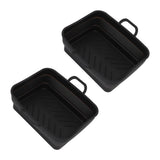 2 Pcs Silicone Air Cooker Pot with Handle Rectangular Fryer Liner Tray Replacement for Kitchen Cooking Accessories Black