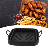 2 Pcs Silicone Air Cooker Pot with Handle Rectangular Fryer Liner Tray Replacement for Kitchen Cooking Accessories Black