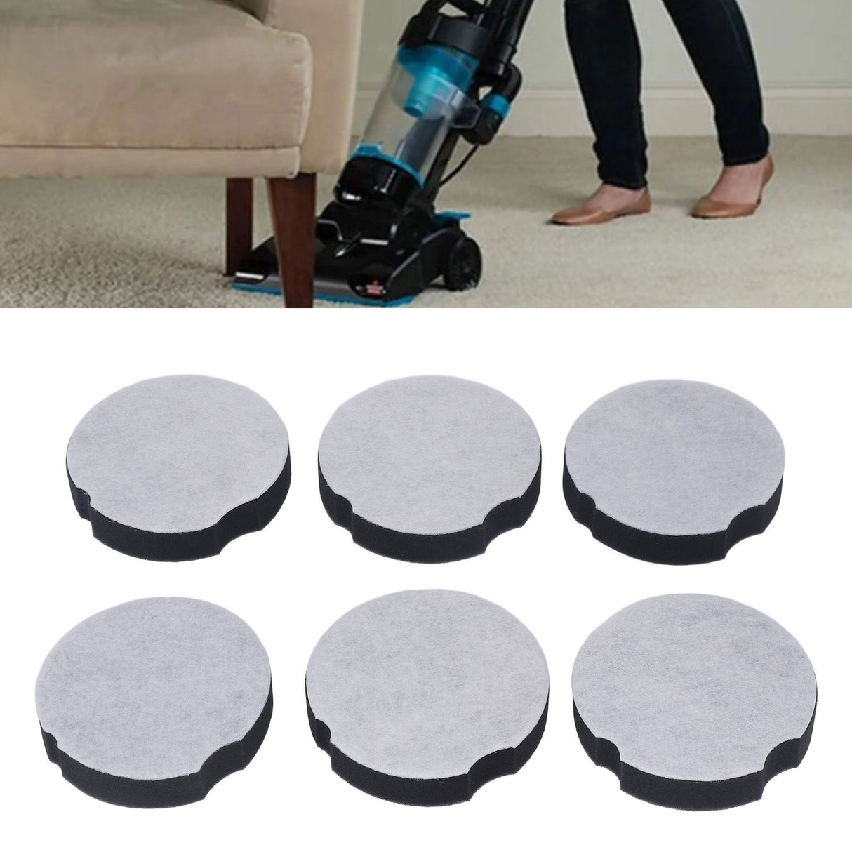 6PCS Vacuum Cleaner Filter Cotton Silicone ABS Vacuum Cleaner Accessories for Bissell 1520 Series 1604896