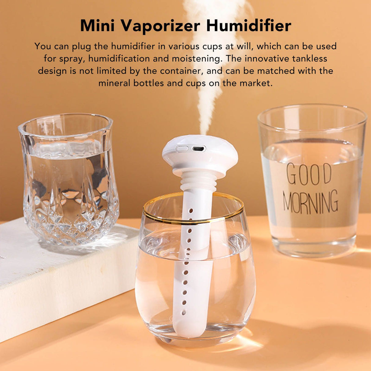 Desktop Humidifier Mute White Portable High Capacity Water Bottle Humidifier for Home Car