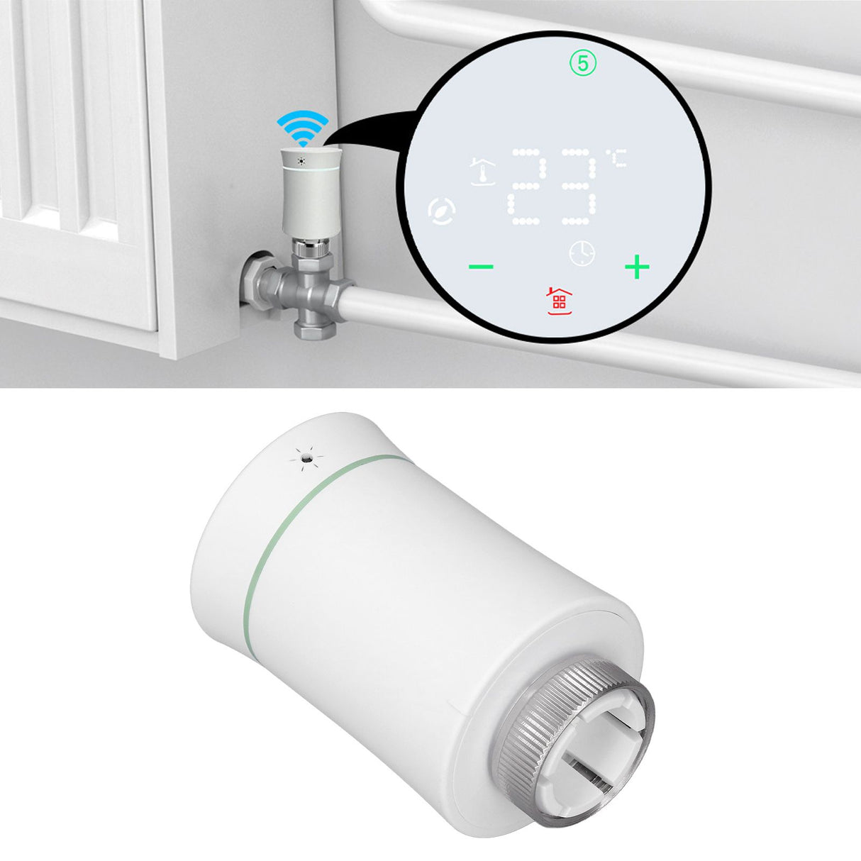 Smart Radiator Thermostat Valve APP Remote Timing Energy Saving Temperature Control Valve Home Heating Valve for Zigbee for Tuya White
