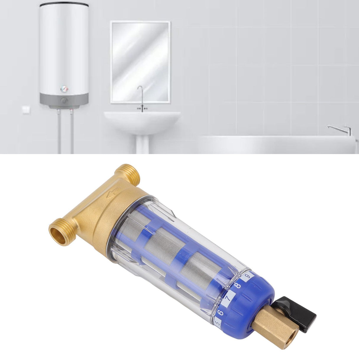 Cyclonic Sedimentation Water Filter G1/2in Backwashing Pure Copper Whole House Water Filter for Washer