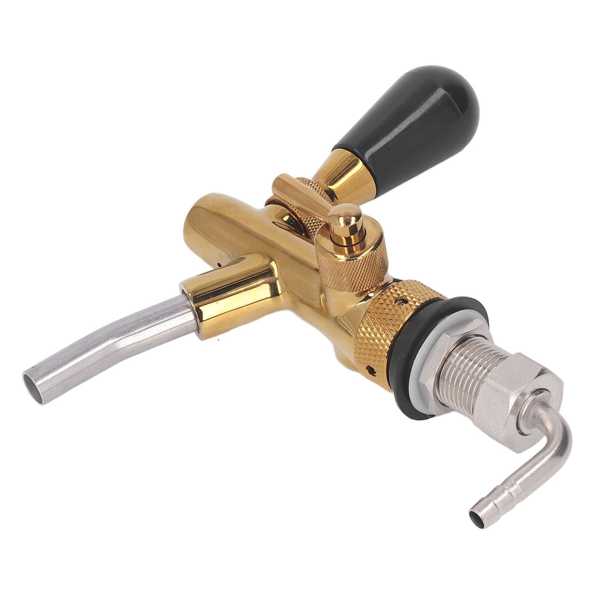 Beer Faucet Adjustable with Short Handle Stainless Steel Beer Dispenser Tap for Kegerator