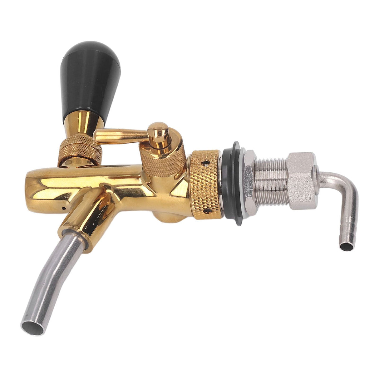 Beer Faucet Adjustable with Short Handle Stainless Steel Beer Dispenser Tap for Kegerator