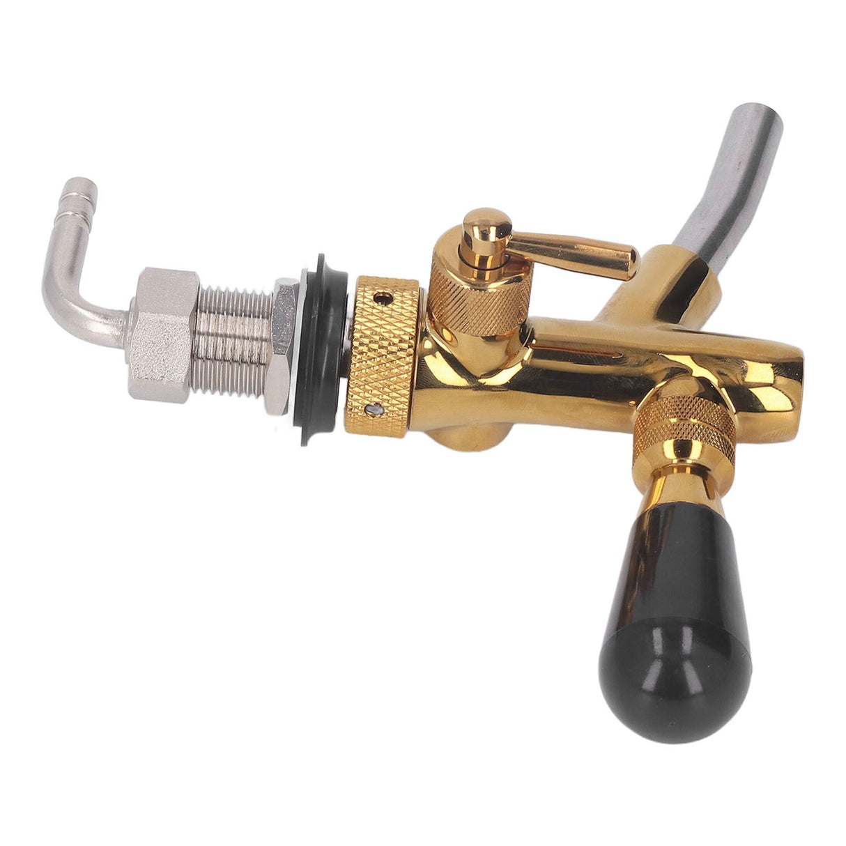 Beer Faucet Adjustable with Short Handle Stainless Steel Beer Dispenser Tap for Kegerator