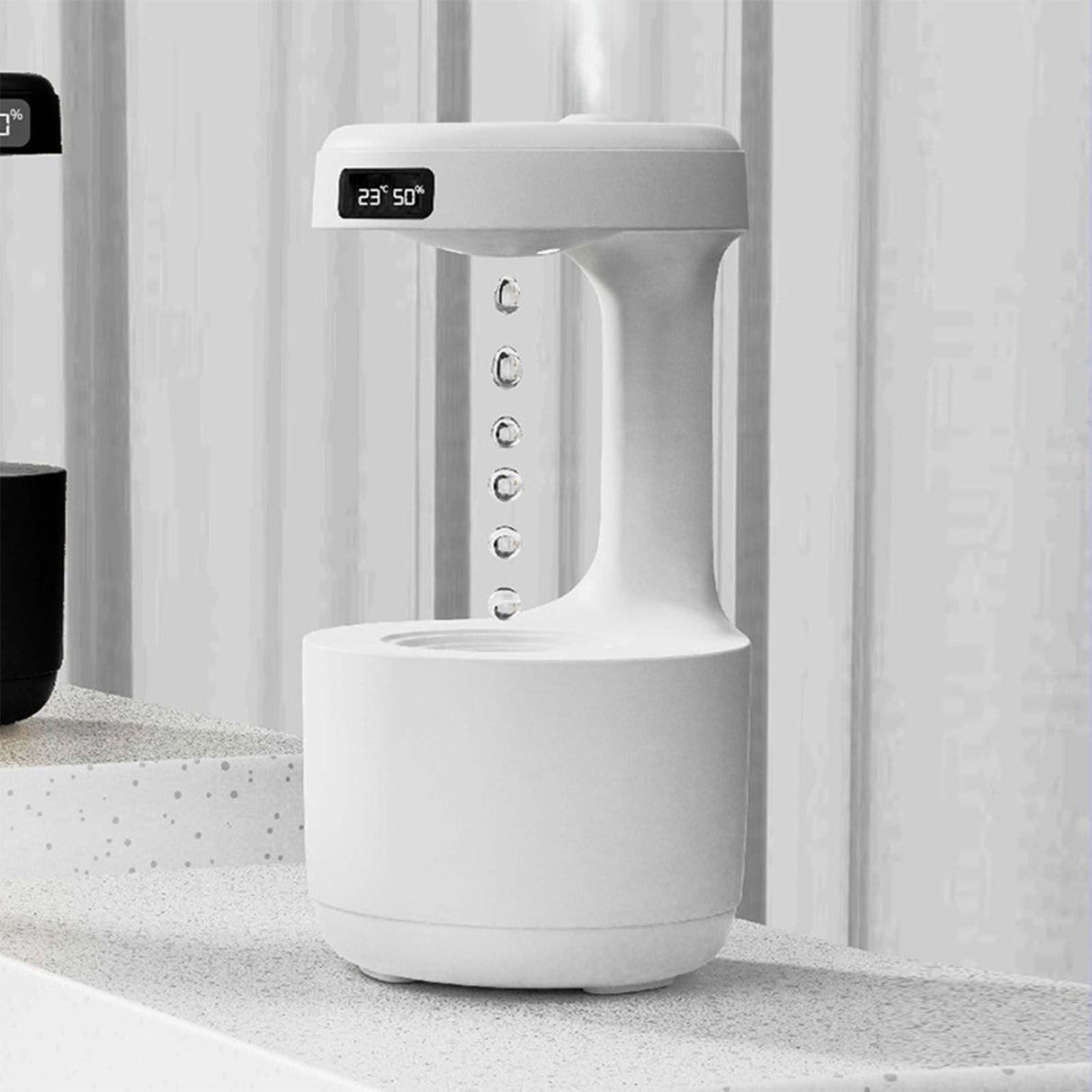 Cool Mist Humidifier Multifunction Smart Quiet High Capacity Countercurrent Water Droplet Humidifier for Office Bedroom White