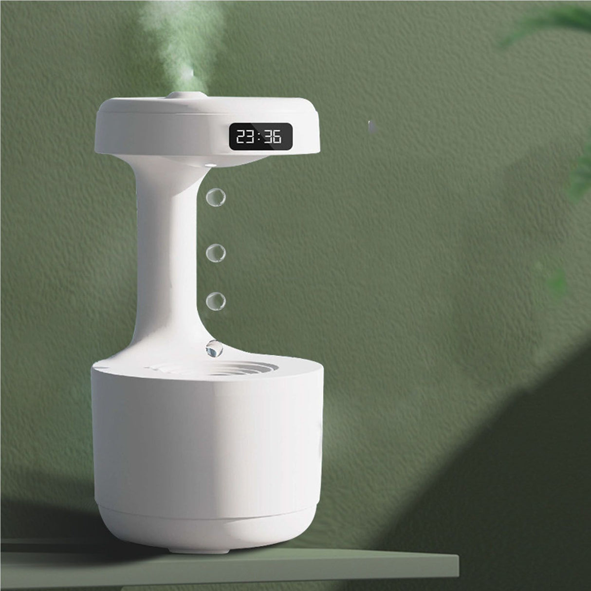 Cool Mist Humidifier Multifunction Smart Quiet High Capacity Countercurrent Water Droplet Humidifier for Office Bedroom White