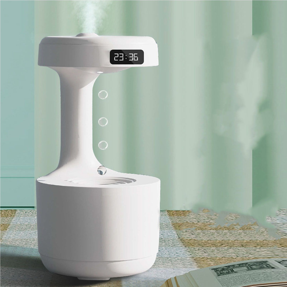 Cool Mist Humidifier Multifunction Smart Quiet High Capacity Countercurrent Water Droplet Humidifier for Office Bedroom White