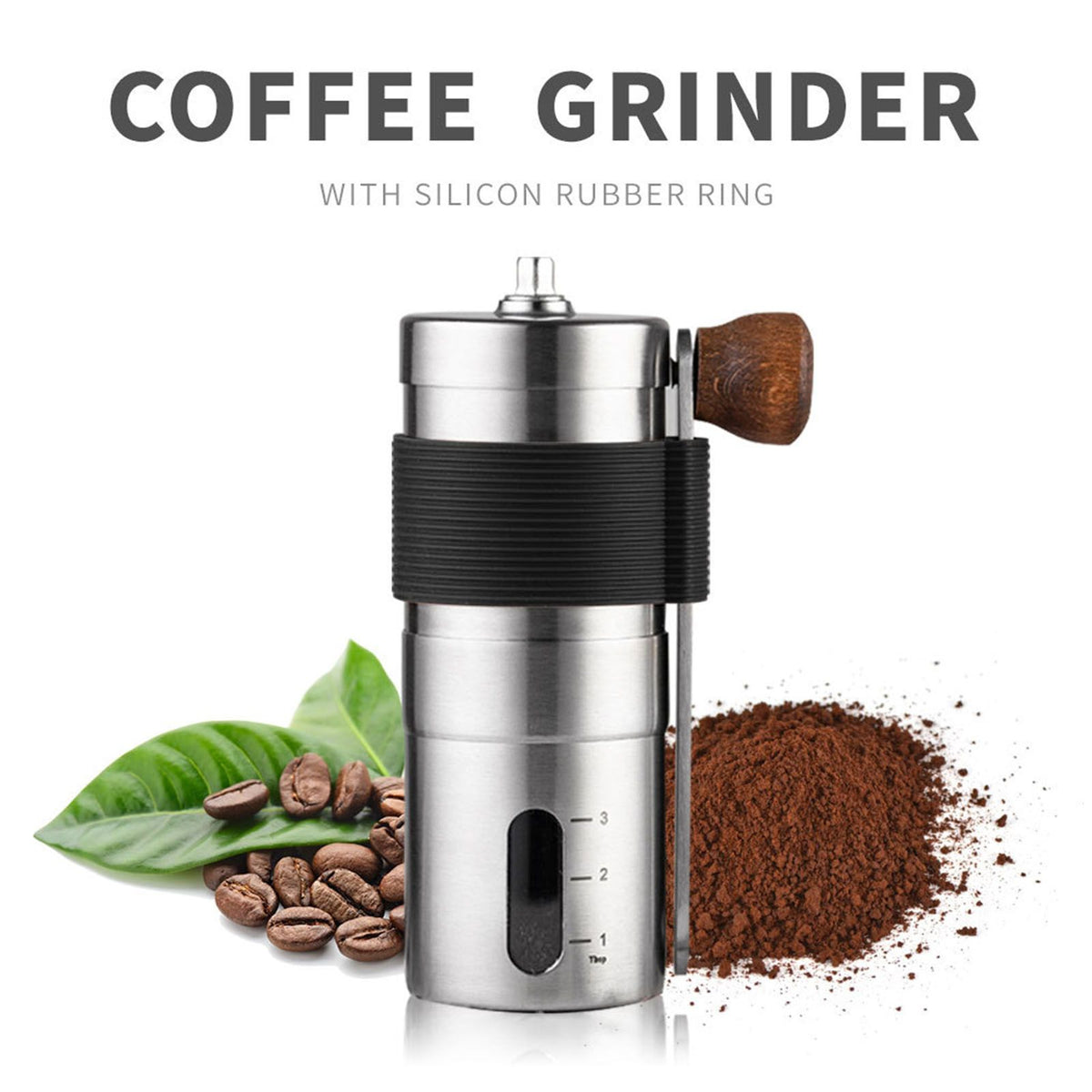 Manual Coffee Grinder Adjustable Particles Size Stainless Steel Coffee Bean Grinder for Household