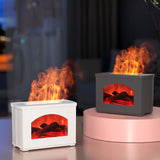 270ml Mist Humidifier Simulated Fireplace Design Power Off Protection Fire Diffuser for Home White