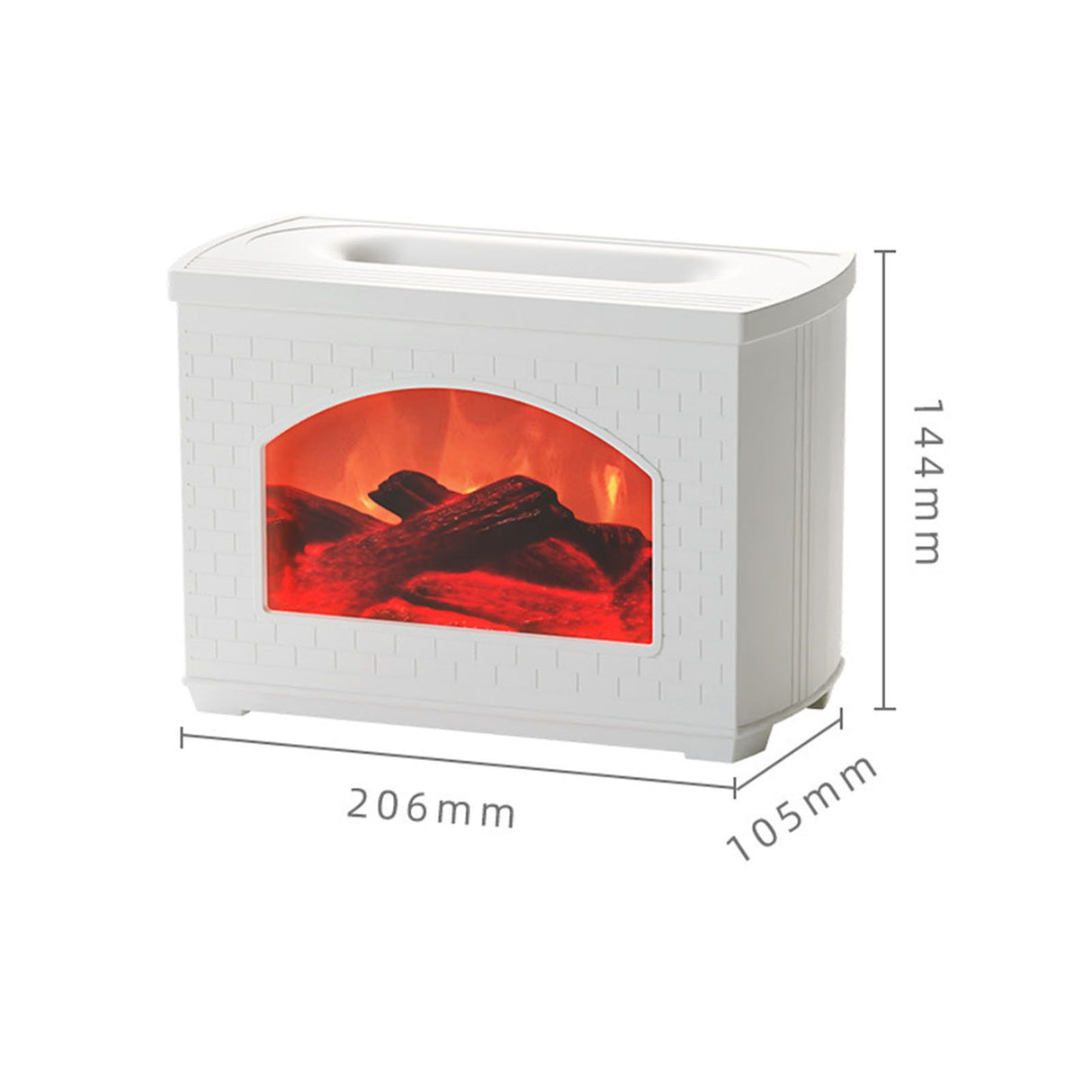 270ml Mist Humidifier Simulated Fireplace Design Power Off Protection Fire Diffuser for Home White