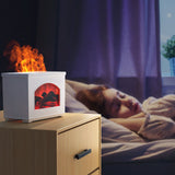 270ml Mist Humidifier Simulated Fireplace Design Power Off Protection Fire Diffuser for Home White - Extra Image