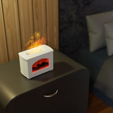 270ml Mist Humidifier Simulated Fireplace Design Power Off Protection Fire Diffuser for Home White