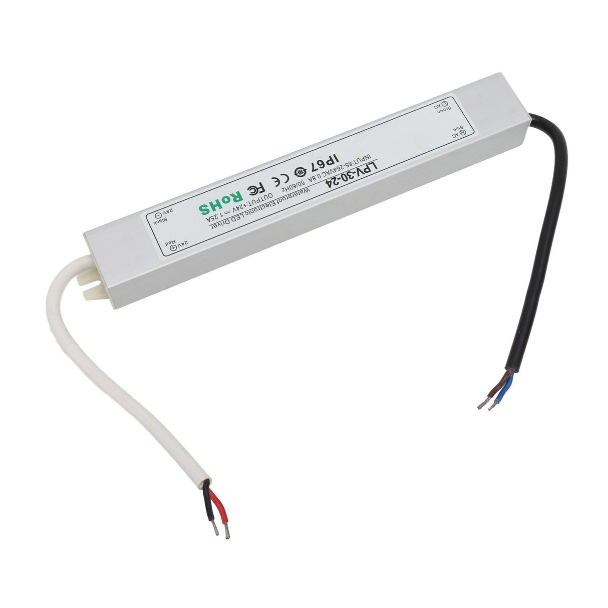 LED Driver IP67 Waterproof 24V Low Voltage Output Power Supply Transformer Adapter for Lamp Security Camera 85‑264V LPV 30W 24V 1.25A