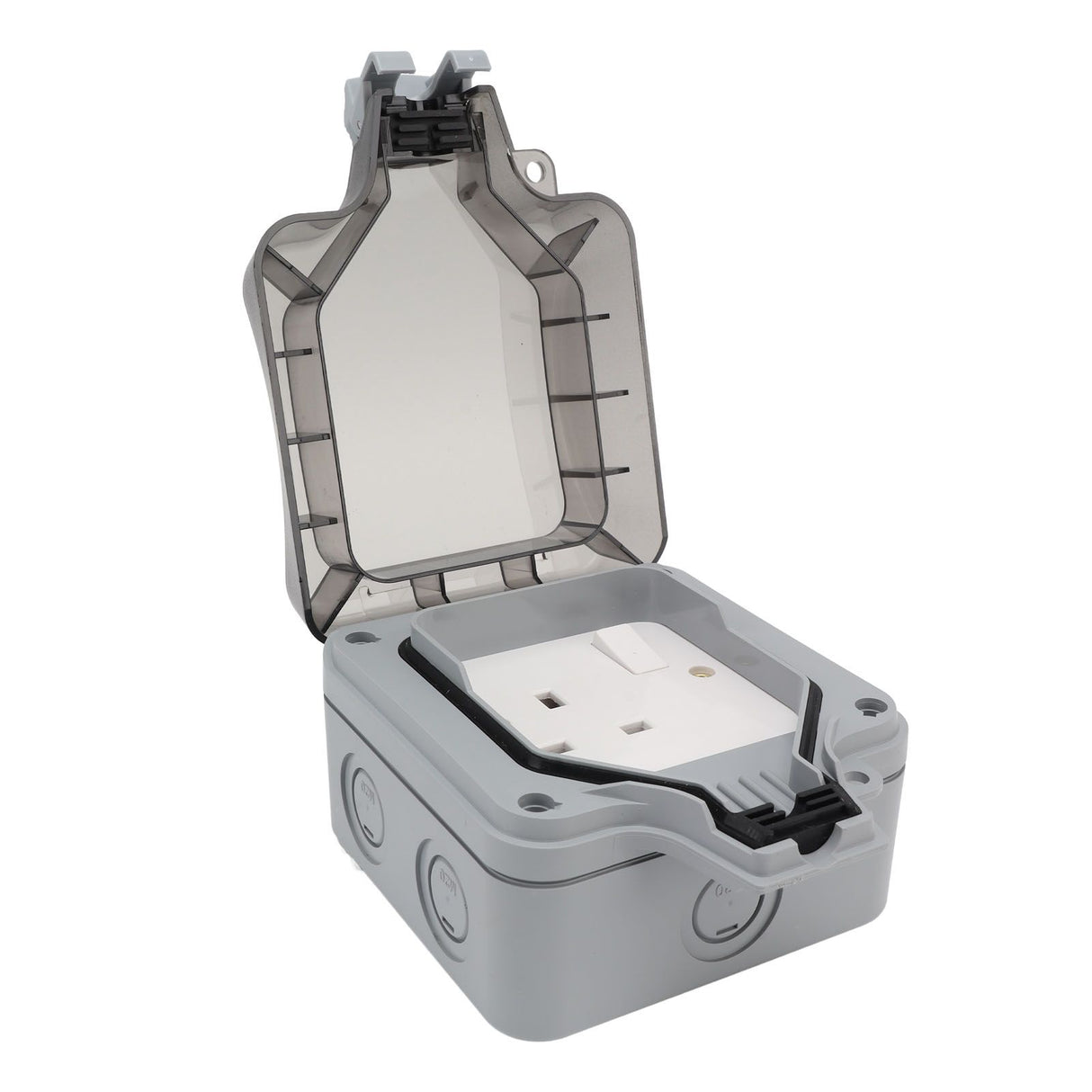 IP66 Outdoor Waterproof Switch Socket Box Surface Mounted Splashproof Dustproof Charging UK Socket 250V