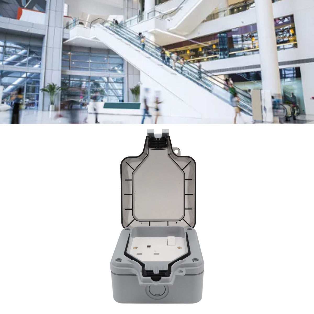IP66 Outdoor Waterproof Switch Socket Box Surface Mounted Splashproof Dustproof Charging UK Socket 250V