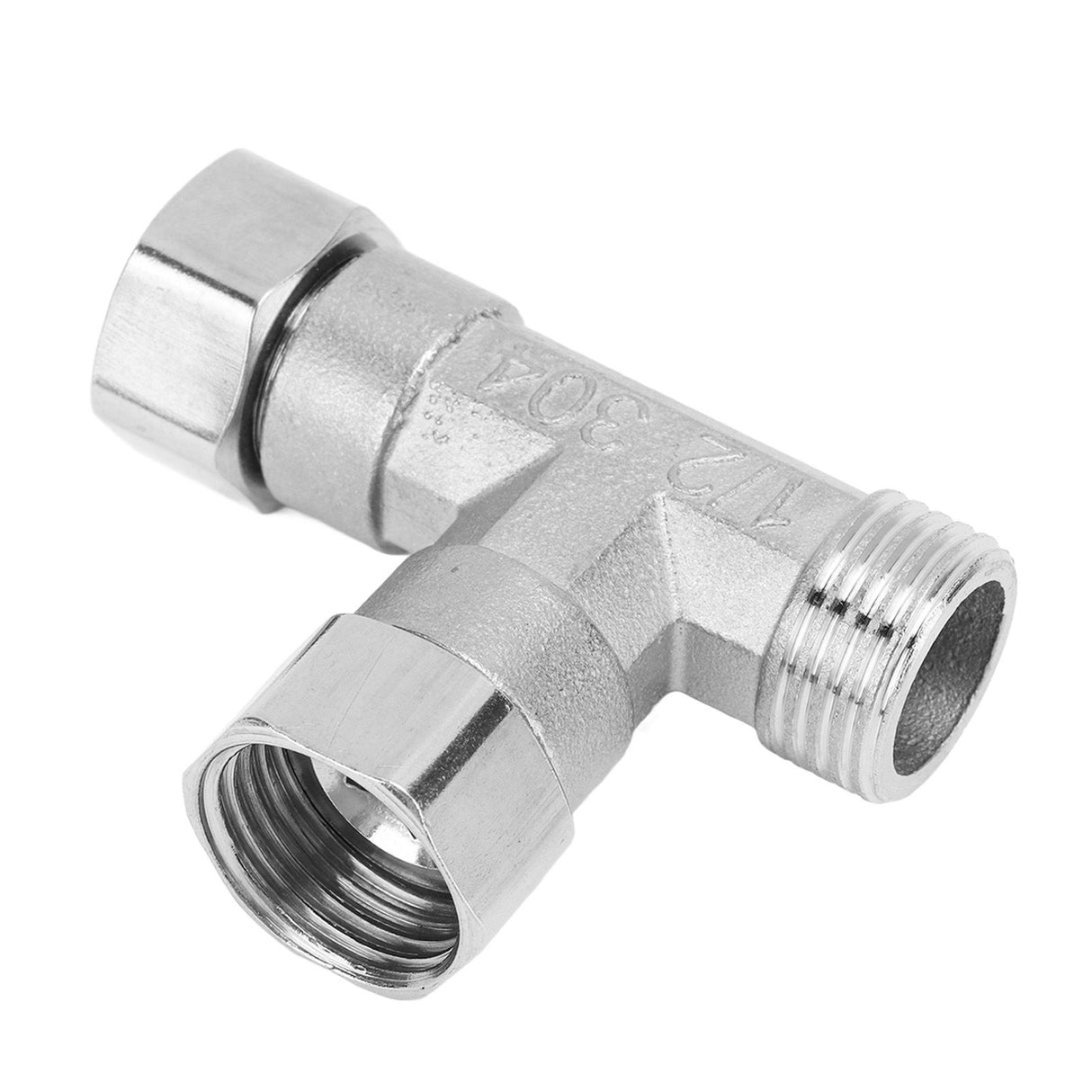 Pipe Fitting 3 Way Tee 304 Stainless Steel Hose Connector Pipeline Adapter G1/2 for Water Air 2 Female Thread Joint and 1 Male Thread Joint