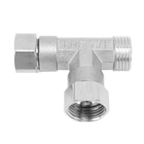 Pipe Fitting 3 Way Tee 304 Stainless Steel Hose Connector Pipeline Adapter G1/2 for Water Air 2 Female Thread Joint and 1 Male Thread Joint