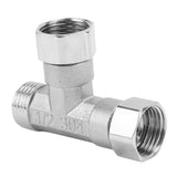 Pipe Fitting 3 Way Tee 304 Stainless Steel Hose Connector Pipeline Adapter G1/2 for Water Air 2 Female Thread Joint and 1 Male Thread Joint - Extra Image