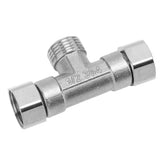 Pipe Fitting 3 Way Tee 304 Stainless Steel Hose Connector Pipeline Adapter G1/2 for Water Air Middle Male Thread - Front View
