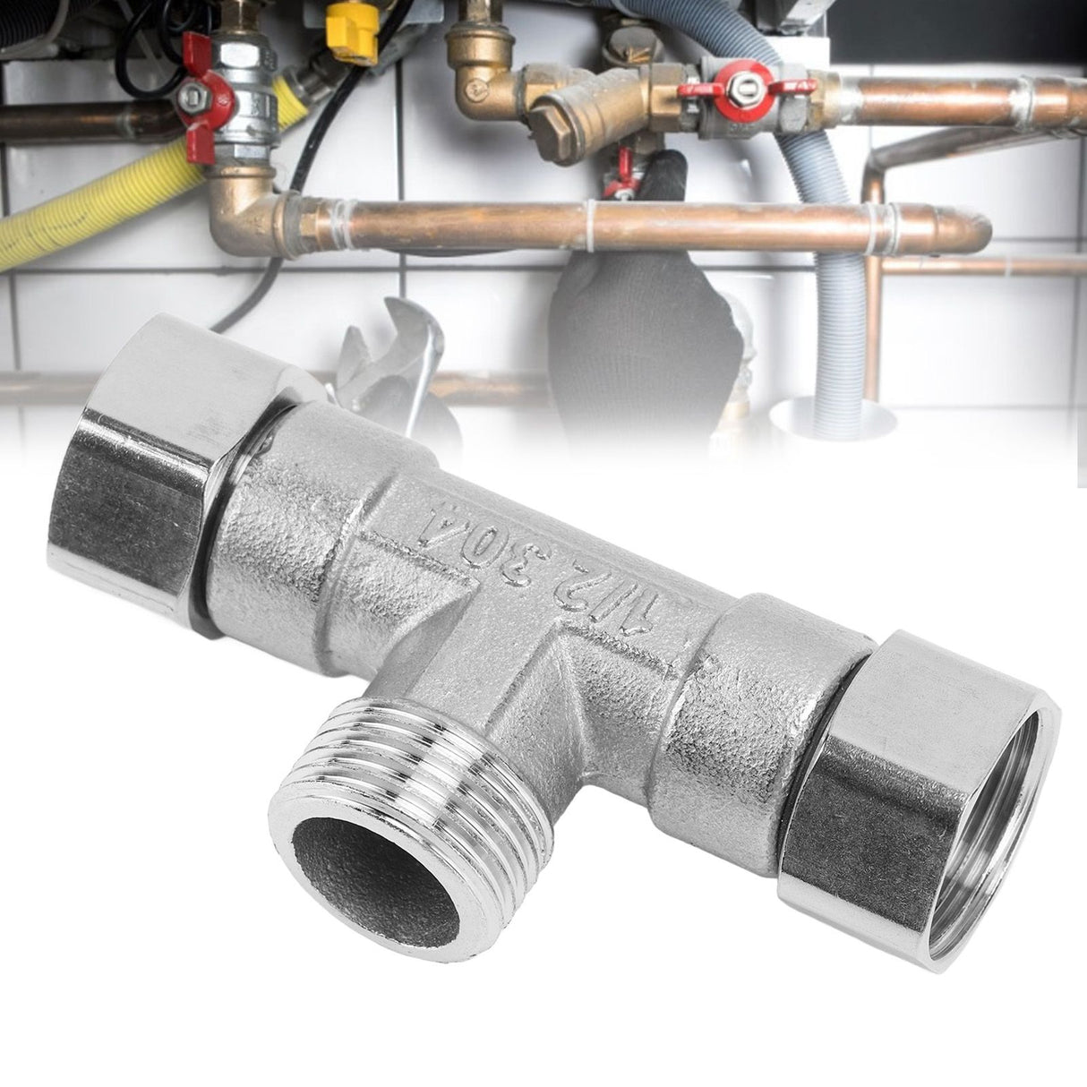 Pipe Fitting 3 Way Tee 304 Stainless Steel Hose Connector Pipeline Adapter G1/2 for Water Air Middle Male Thread