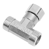 Pipe Fitting 3 Way Tee 304 Stainless Steel Hose Connector Pipeline Adapter G1/2 for Water Air Middle Female Thread - Front View