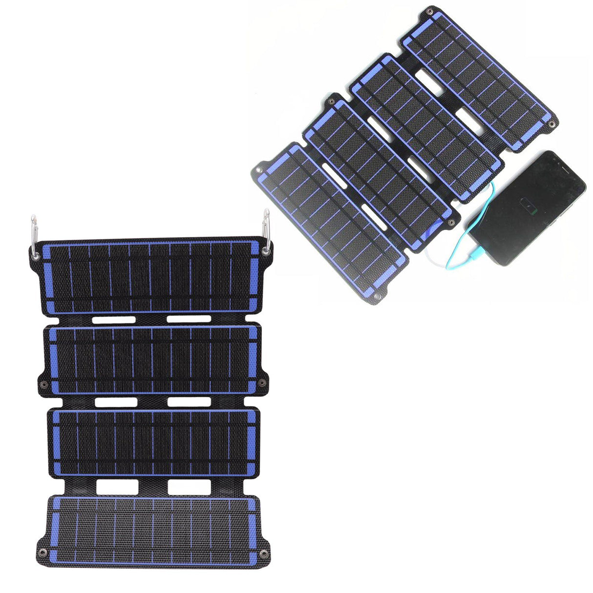 Solar Panel Folding Monocrystalline Silicon 2 USB Output Flexible ETFE Solar Panel 14W 5V Blue