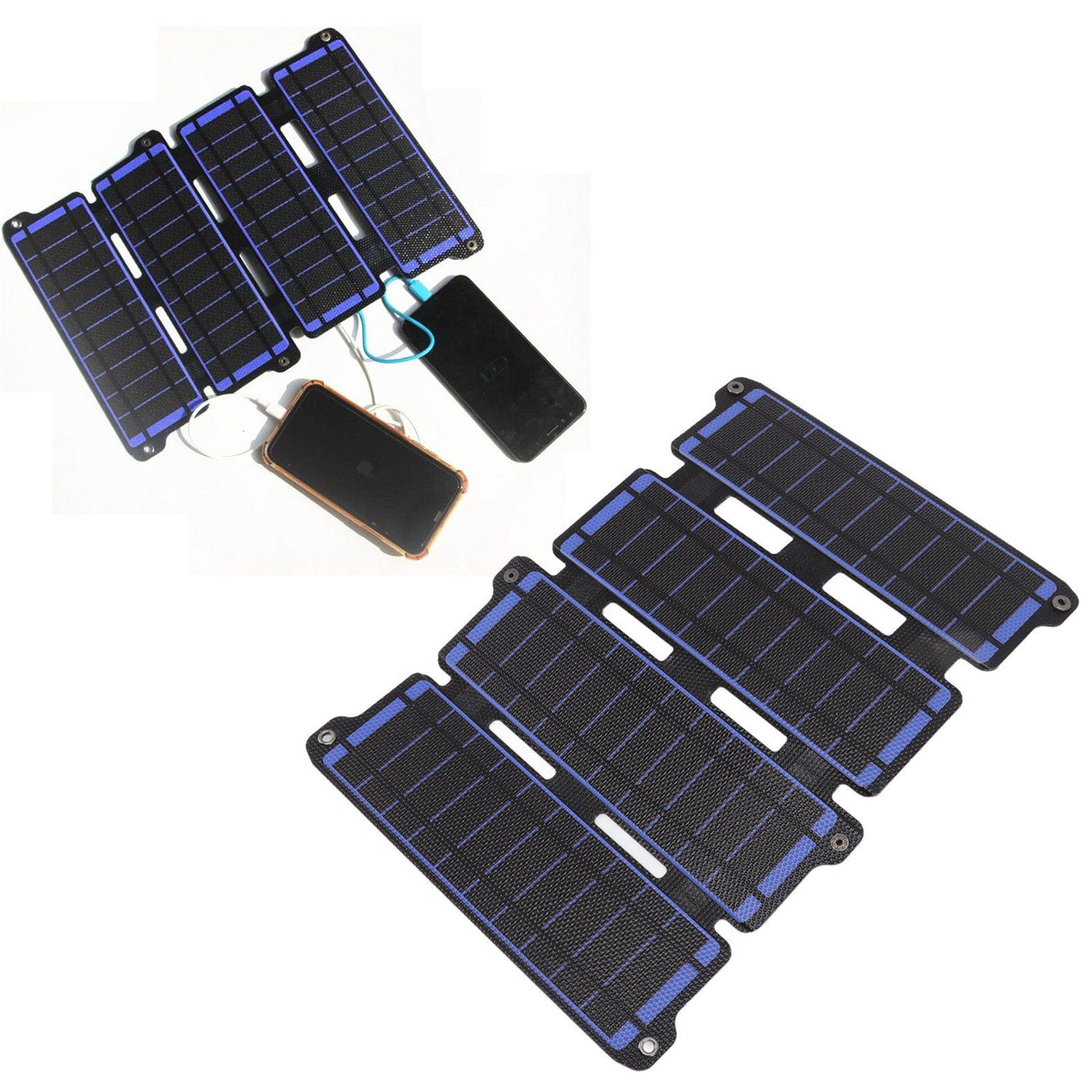 Solar Panel Folding Monocrystalline Silicon 2 USB Output Flexible ETFE Solar Panel 14W 5V Blue