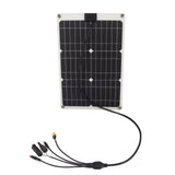 Solar Battery Panel 50W 4 Connectors Monocrystalline Silicon High Efficiency Portable Solar Charger Panel 18V Output - Front View