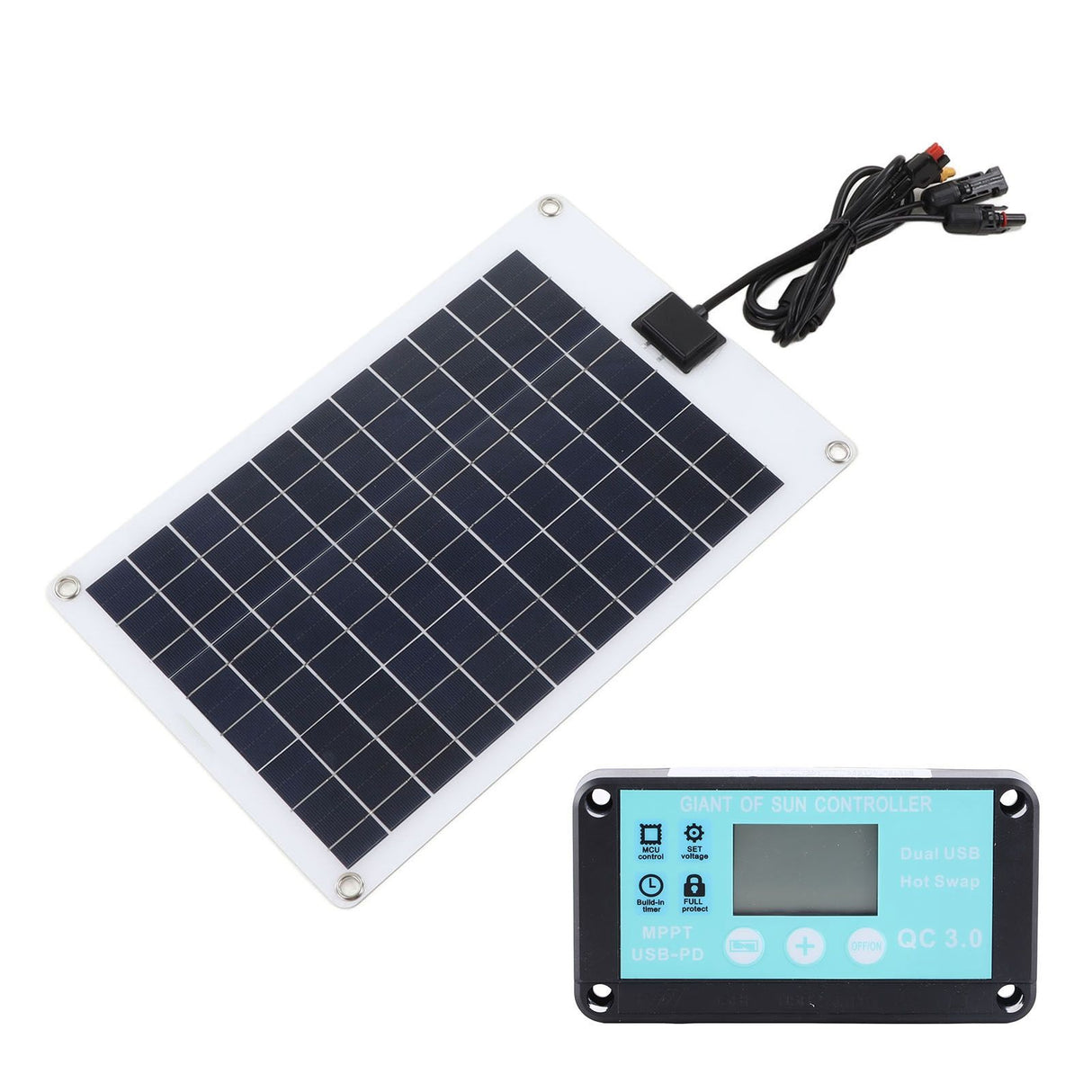 Solar Panels 1 for 5 50W Solar Panel Battery Charger with MPPT 100A Controller for 12V Battery and DC Charging Equipment