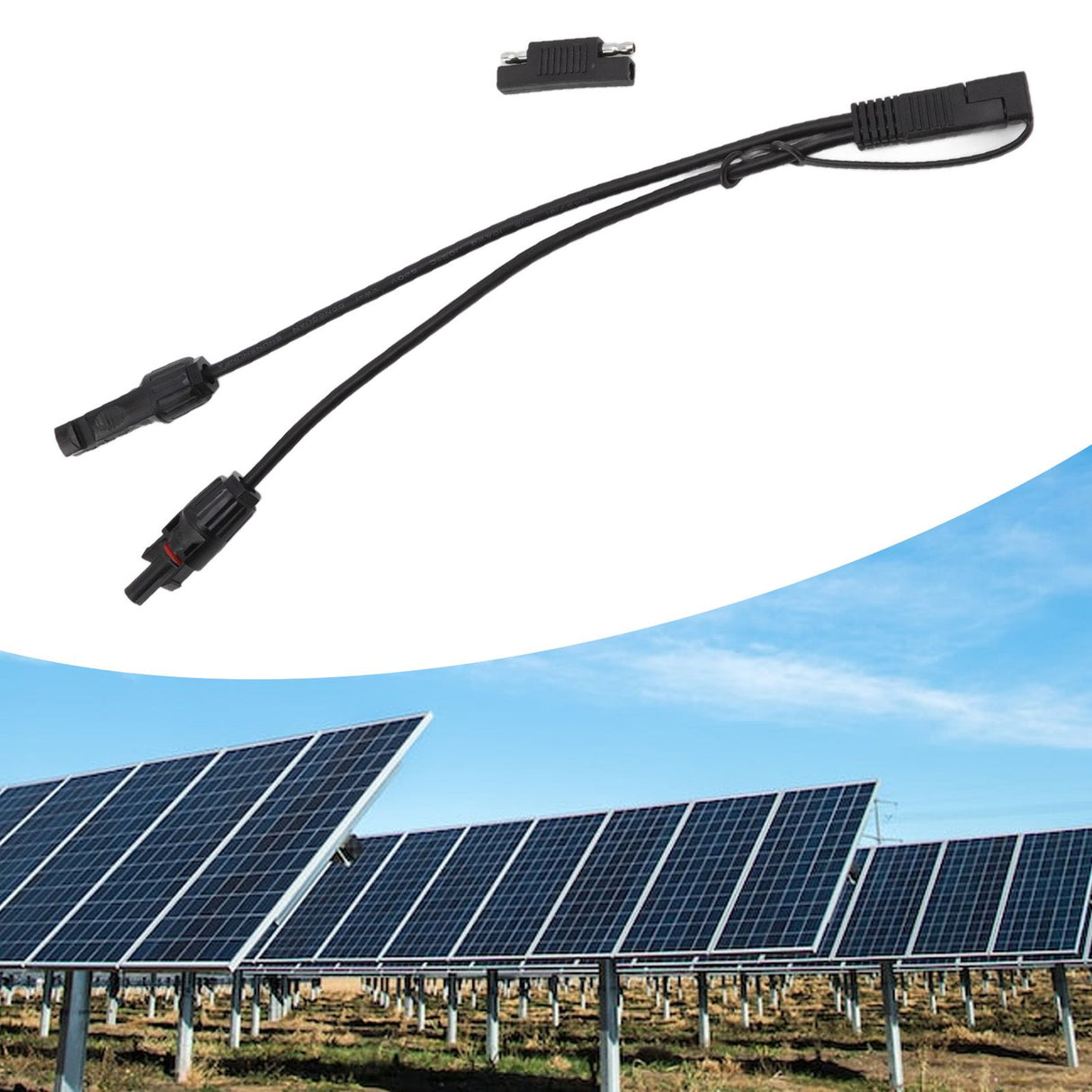 10AWG Solar Panel to SAE Adapter Cable SAE Solar Extension Cable for Automobiles Motorcycles 0.35m Black