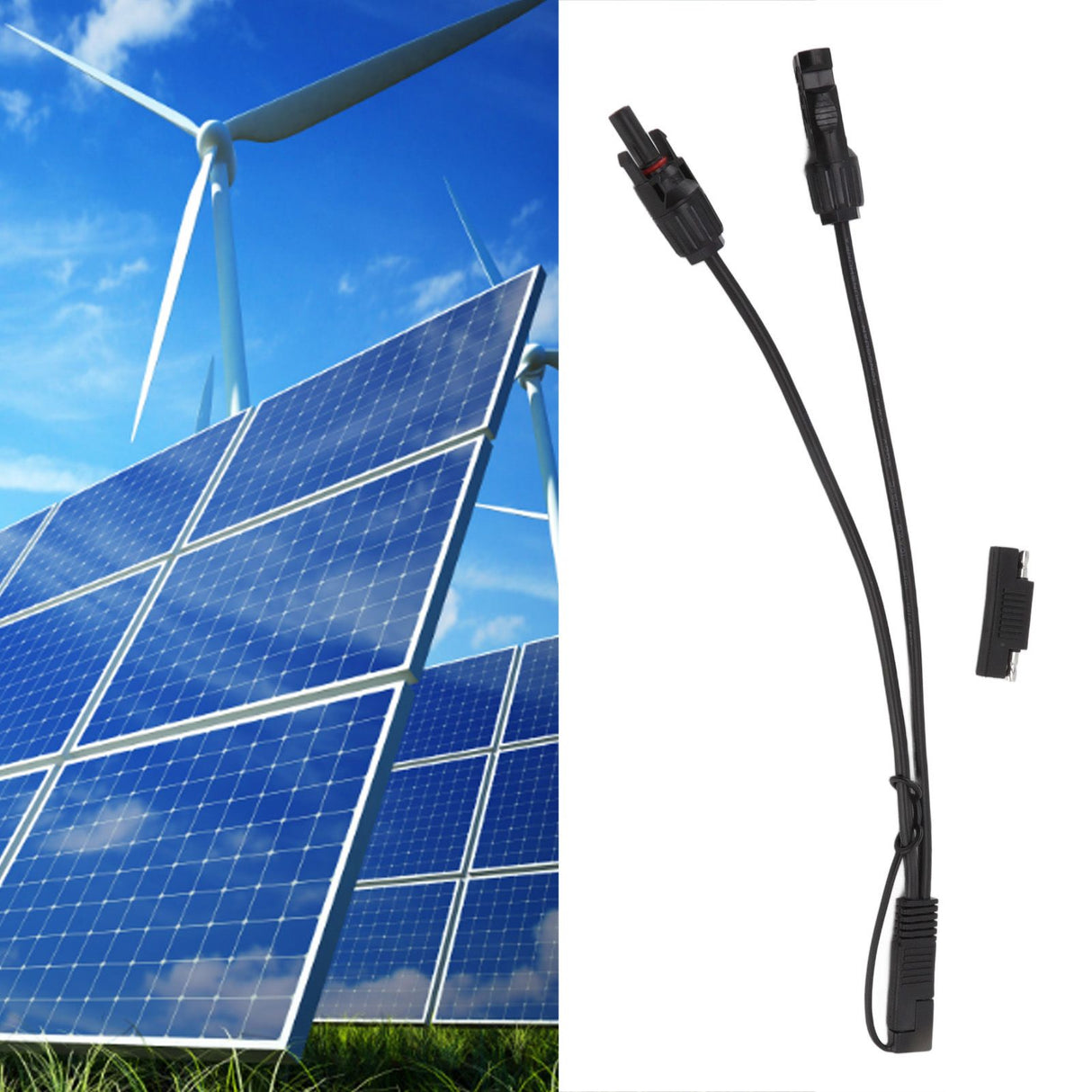 10AWG Solar Panel to SAE Adapter Cable SAE Solar Extension Cable for Automobiles Motorcycles 0.35m Black
