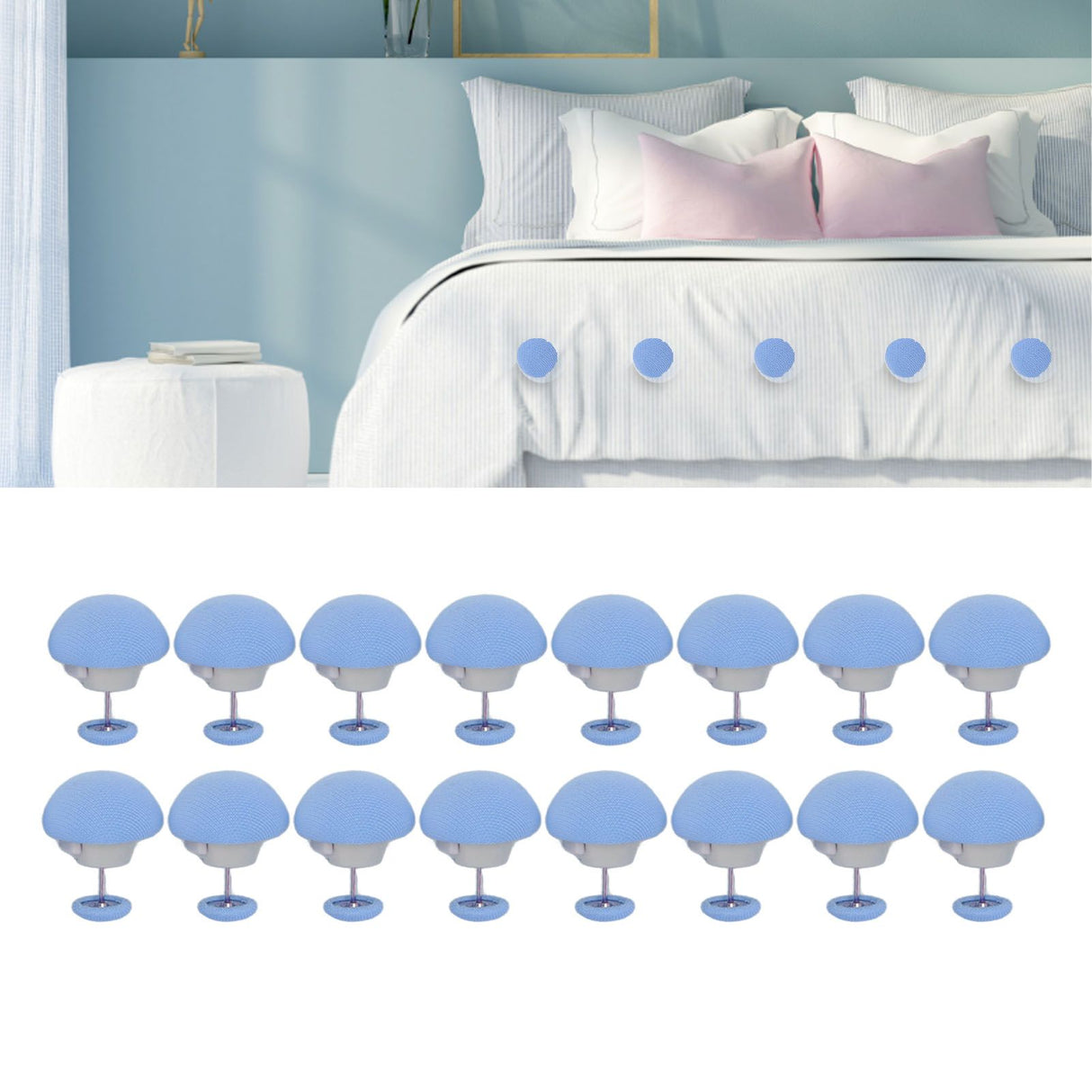 16PCS Bed Duvet Sheet Fixing Clip Mushroom Shaped Cloth Needle Plastic Quilt Fixator for Home Cushion Blue