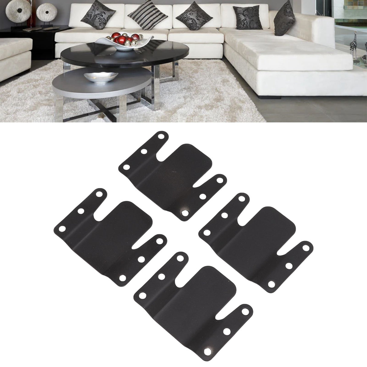 4 Sets Sofa Interlocking Universal Iron 0.5CM Aperture Sectional Couch Bracket for Home Dormitory