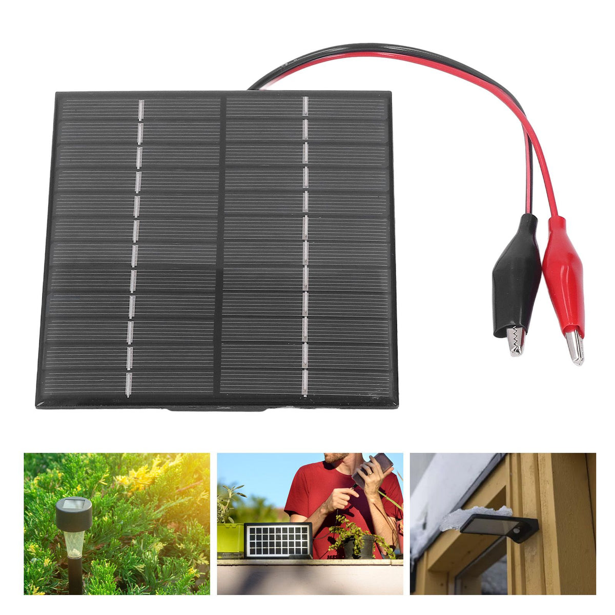 2W 12V Solar Panel High Conversion Efficiency Windproof Polysilicon Solar Panel Charger for Lights Radio