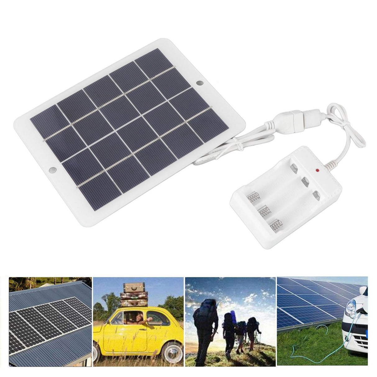 Solar Panel Battery Charger 3W 5V High Conversion Rate Efficient Output Portable Solar Cell for Outdoor Use