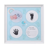 Baby Handprint Footprint Kit for Newborn Boys Girls Wear Resistant Plastic Density Board Baby Print Frame Kit for Display Blue
