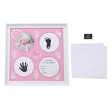Baby Handprint Footprint Kit for Newborn Boys Girls Wear Resistant Plastic Density Board Baby Print Frame Kit for Display Pink