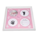 Baby Handprint Footprint Kit for Newborn Boys Girls Wear Resistant Plastic Density Board Baby Print Frame Kit for Display Pink