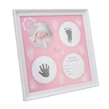 Baby Handprint Footprint Kit for Newborn Boys Girls Wear Resistant Plastic Density Board Baby Print Frame Kit for Display Pink