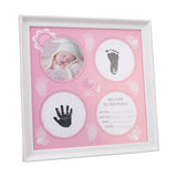 Baby Handprint Footprint Kit for Newborn Boys Girls Wear Resistant Plastic Density Board Baby Print Frame Kit for Display Pink