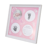 Baby Handprint Footprint Kit for Newborn Boys Girls Wear Resistant Plastic Density Board Baby Print Frame Kit for Display Pink