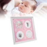Baby Handprint Footprint Kit for Newborn Boys Girls Wear Resistant Plastic Density Board Baby Print Frame Kit for Display Pink