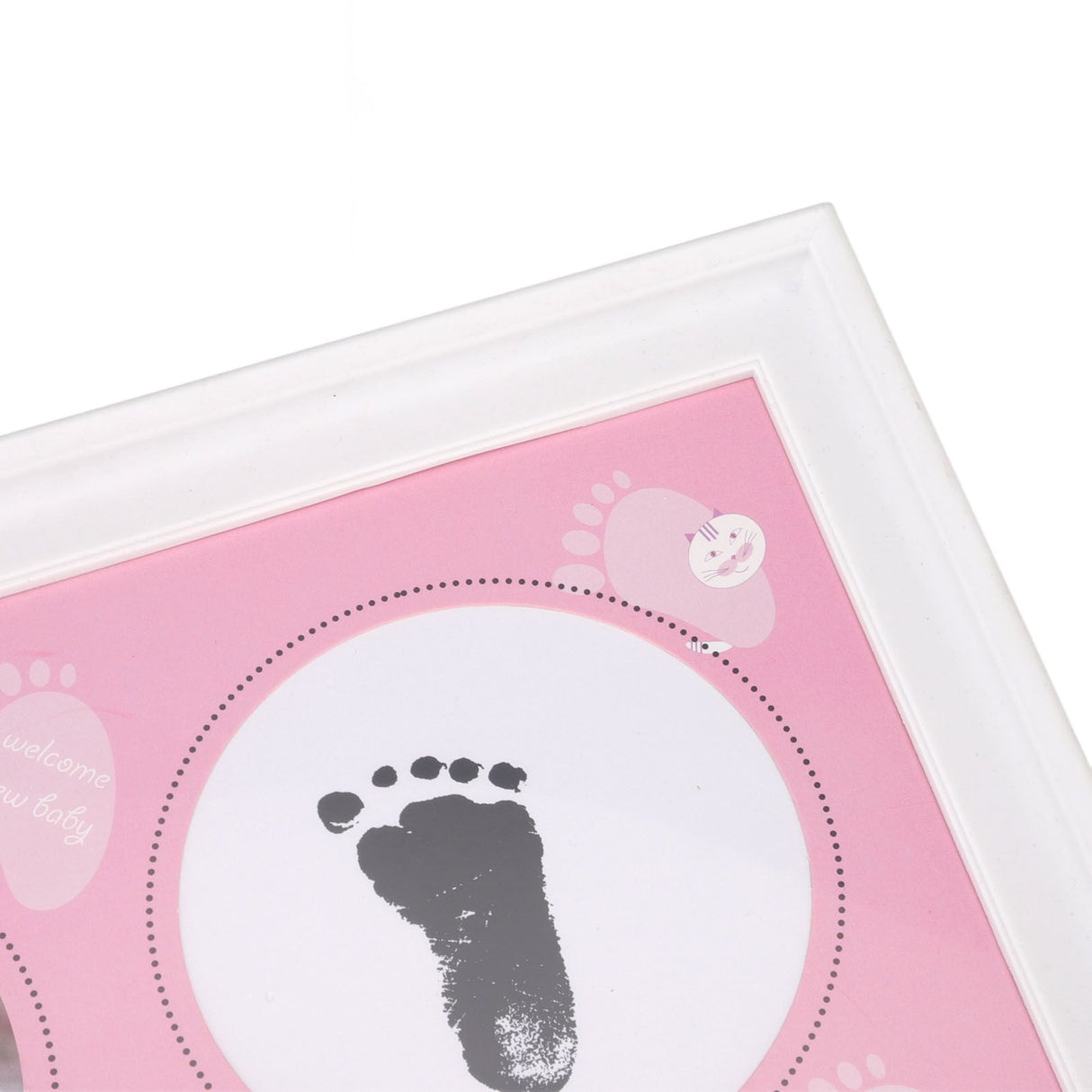 Baby Handprint Footprint Kit for Newborn Boys Girls Wear Resistant Plastic Density Board Baby Print Frame Kit for Display Pink
