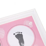 Baby Handprint Footprint Kit for Newborn Boys Girls Wear Resistant Plastic Density Board Baby Print Frame Kit for Display Pink