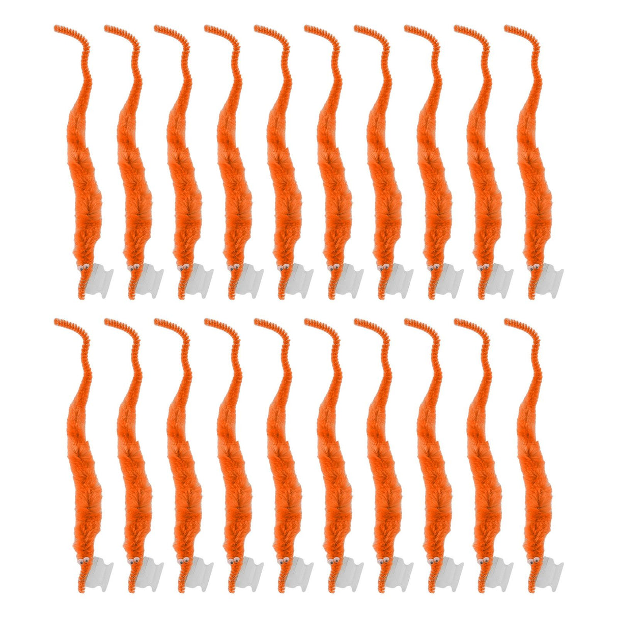 20 Pcs Furry Worm Soft Touch Plush Material Cute Style DIY Compact Portable Fuzzy Worms for Party Orange